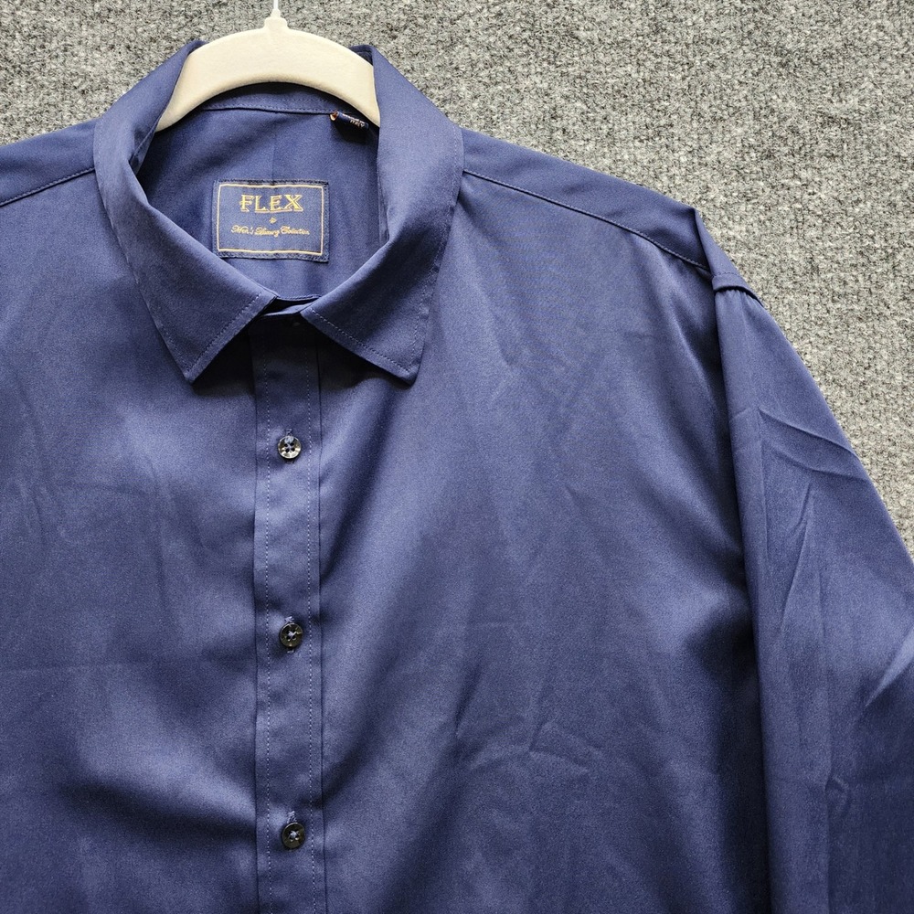 FLEX Western Showing Collection Men's Solid Button Up Dress Shirt XL Italy